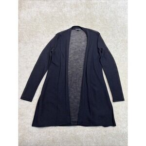 Eileen Fisher Cardigan Womens XS Black Wool Open Front Italian Yarn